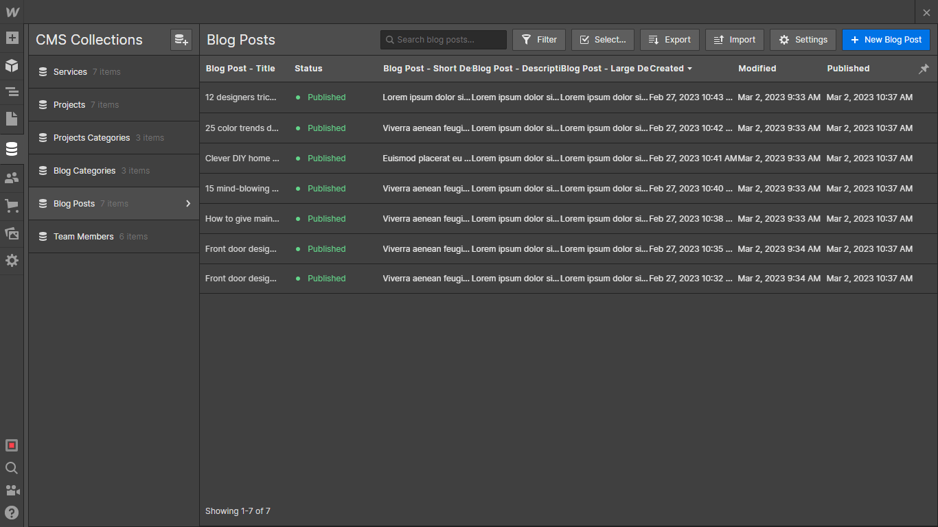 CMS Collection - Construcfy X Webflow Template