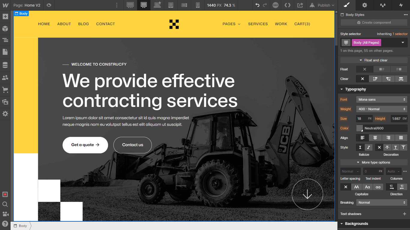 Typography - Construcfy X Webflow Template