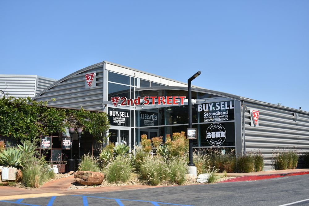 racks of curated japanese streetwear and designer resale inside 2nd street at the camp in costa mesa