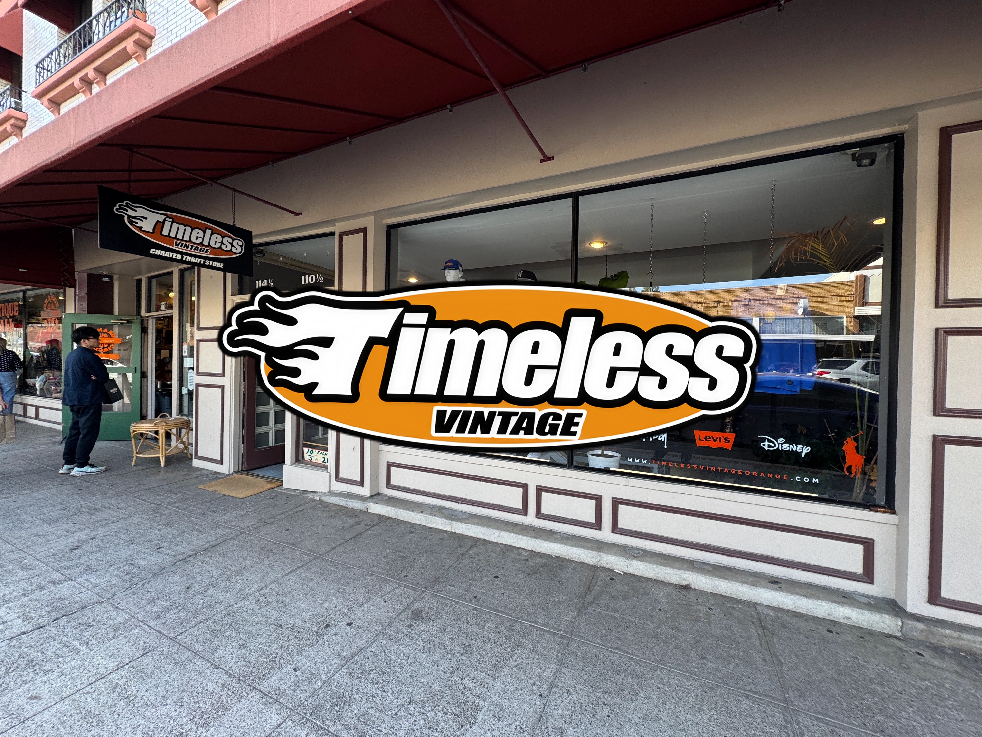 basement vintage shop interior at timeless vintage in old towne orange with denim and graphic tees