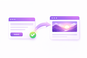 Arrow showing form submission redirecting users to another webpage