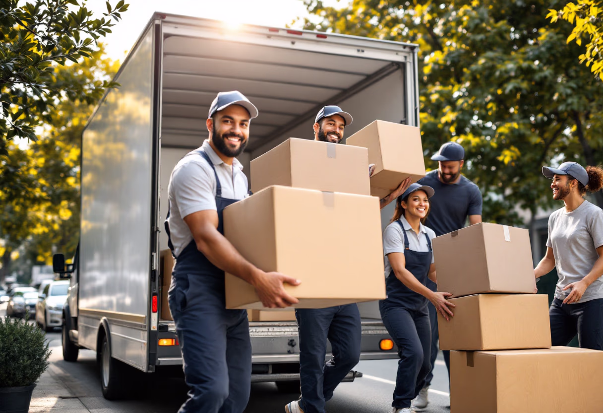 Professional hotel movers transporting furniture and fixtures during a hotel relocation in Melbourne