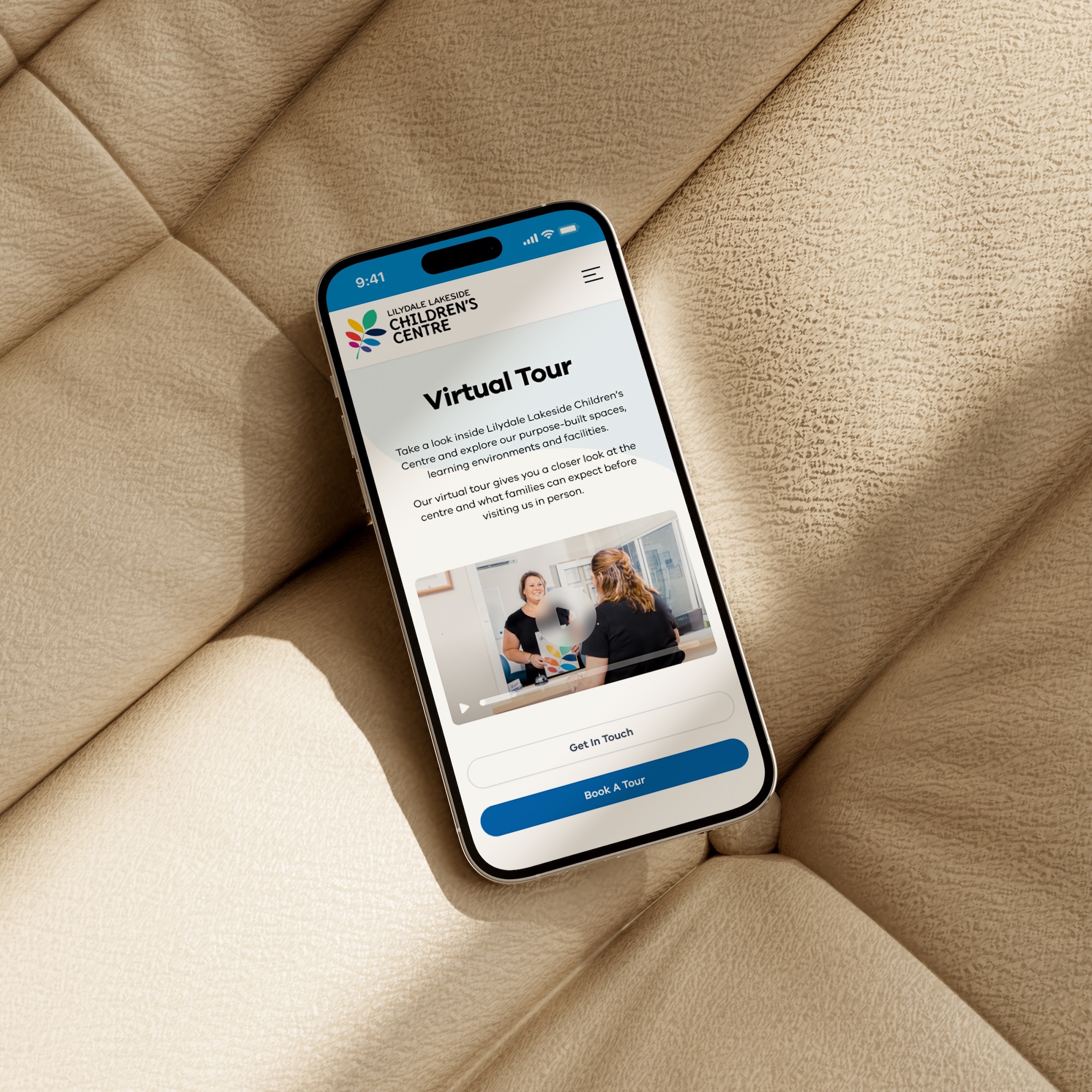 WordPress website design for Lilydale Lakeside Children's Centre, showing the early learning centre website design on a device. Designed & developed by Spacey Studios.