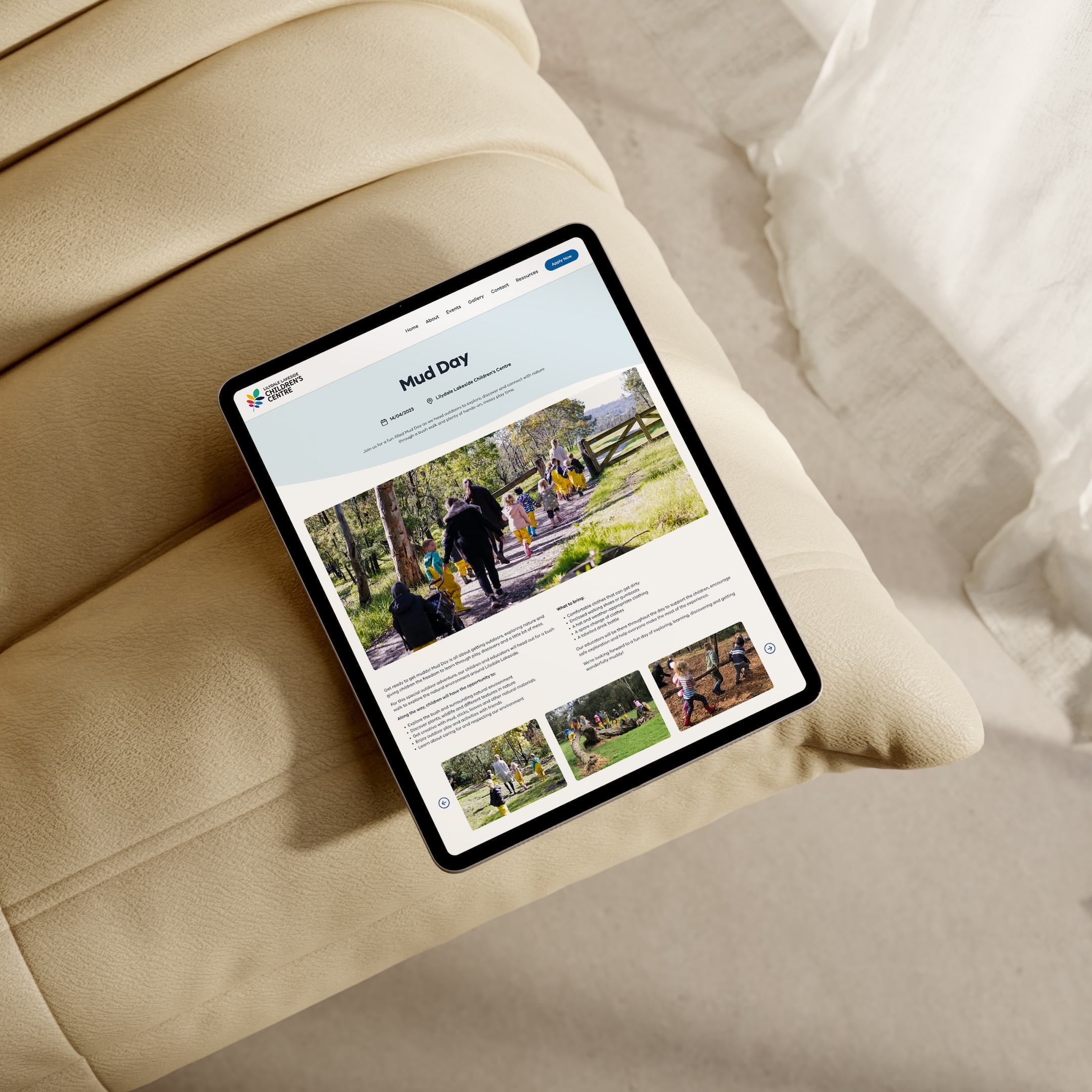 WordPress website design for Lilydale Lakeside Children's Centre, showing the early learning centre website design on a device. Designed & developed by Spacey Studios.