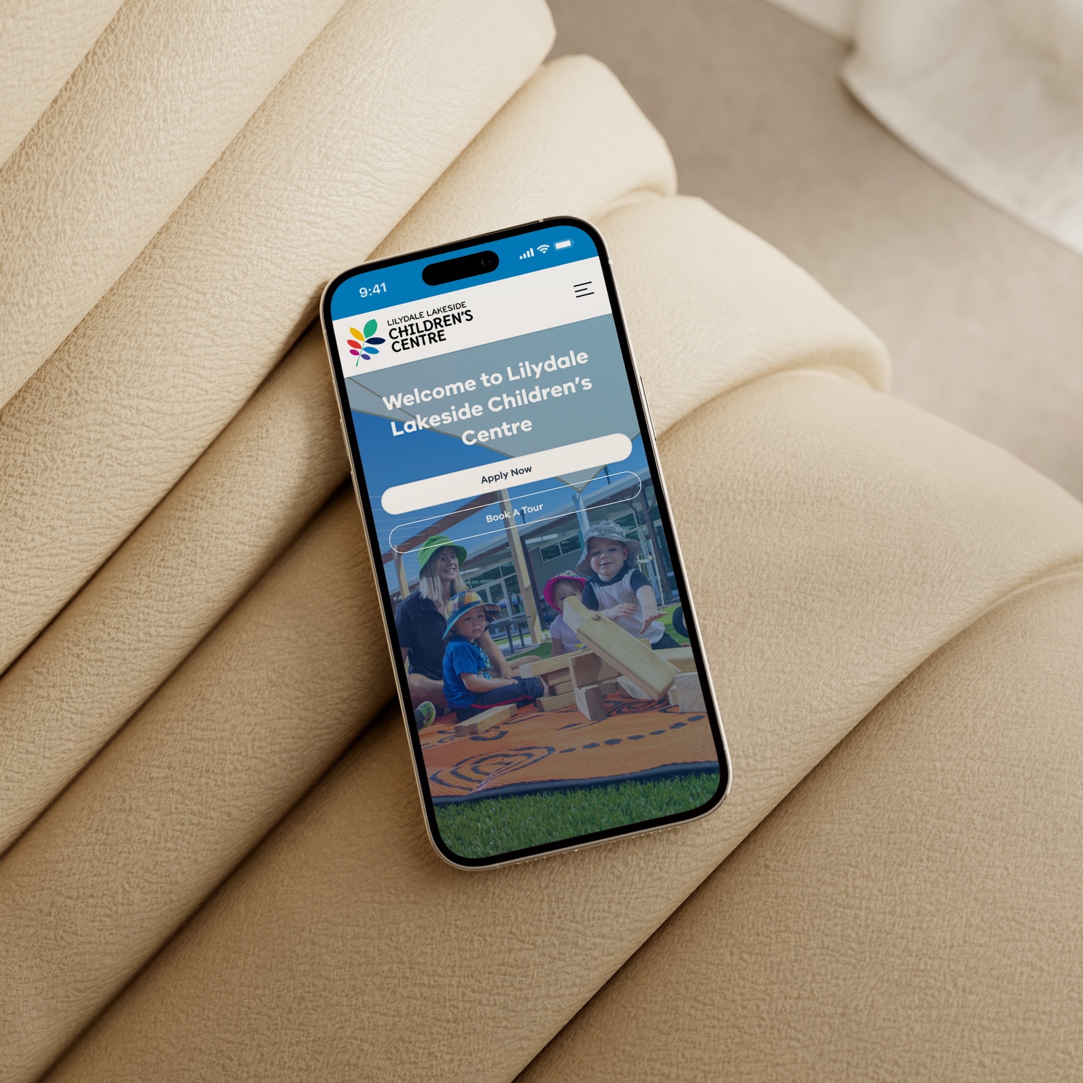 WordPress website design for Lilydale Lakeside Children's Centre, showing the early learning centre website design on a device. Designed & developed by Spacey Studios.
