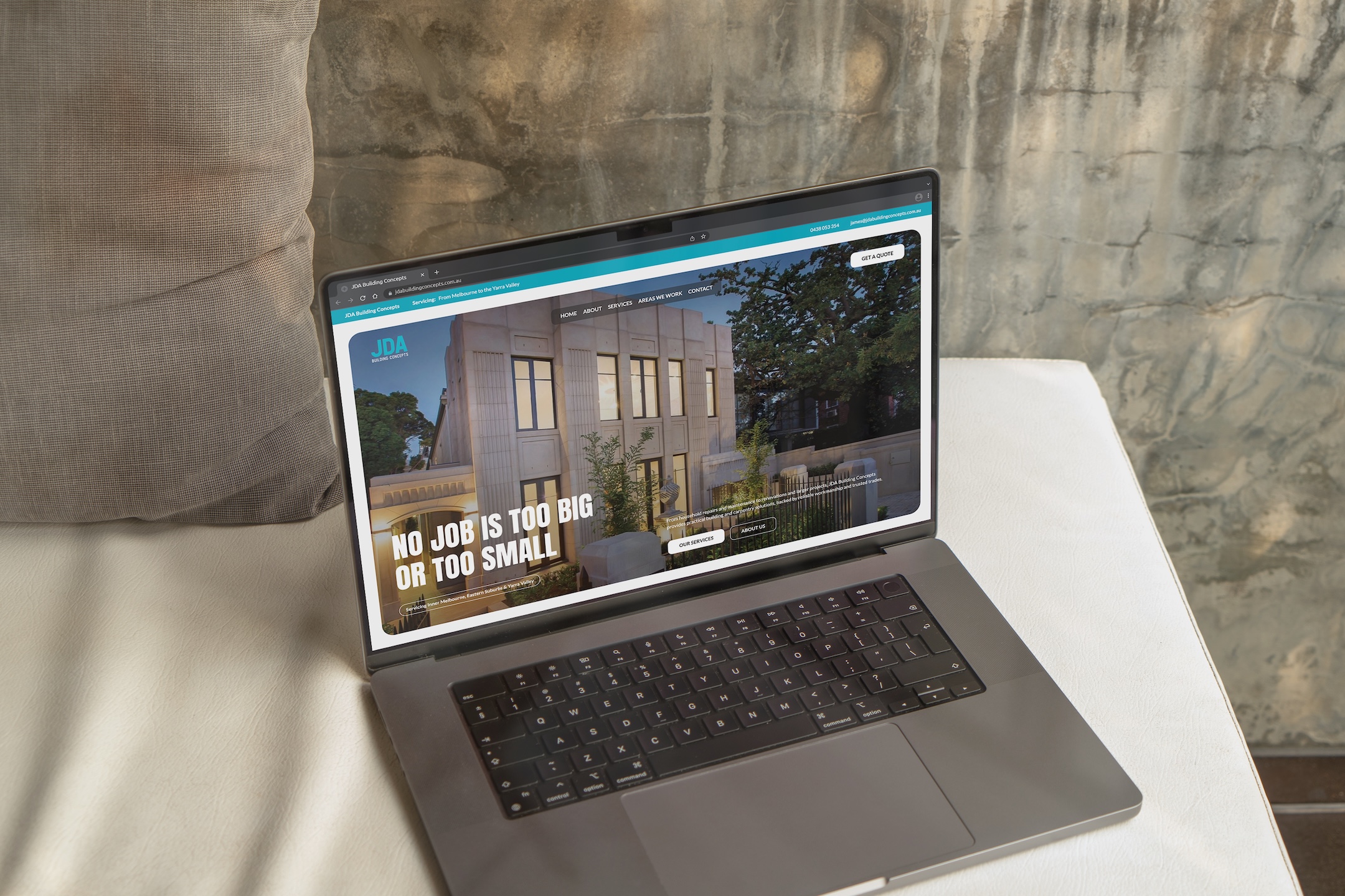 JDA Building Concepts website, designed and developed by Spacey Studios for Payload CMS.