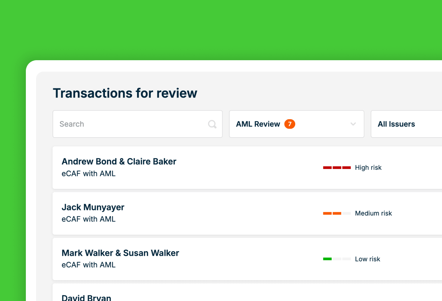 AML portfolio analysis available in Livesign