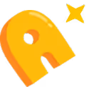 Yellow stylized letter A with a small star to its upper right.