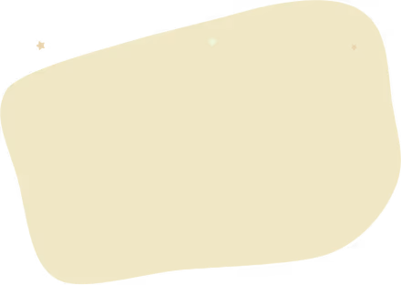 Abstract yellow-green rounded rectangular shape with small decorative stars around it on a white background.