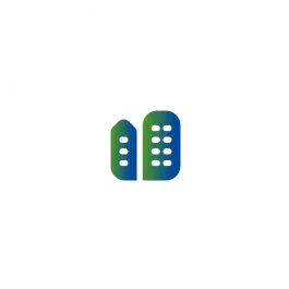 LLC Company Formation In Dubai simplified logo with green and blue icons