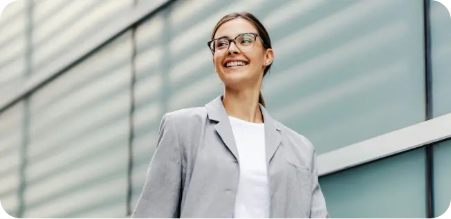 Professional businesswoman smiling, Company Formation In Dubai concept