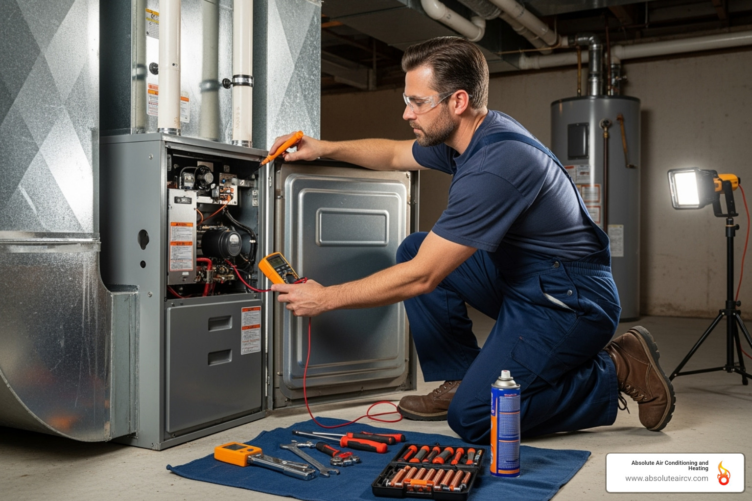 HVAC technician performing maintenance - Emergency heating repair