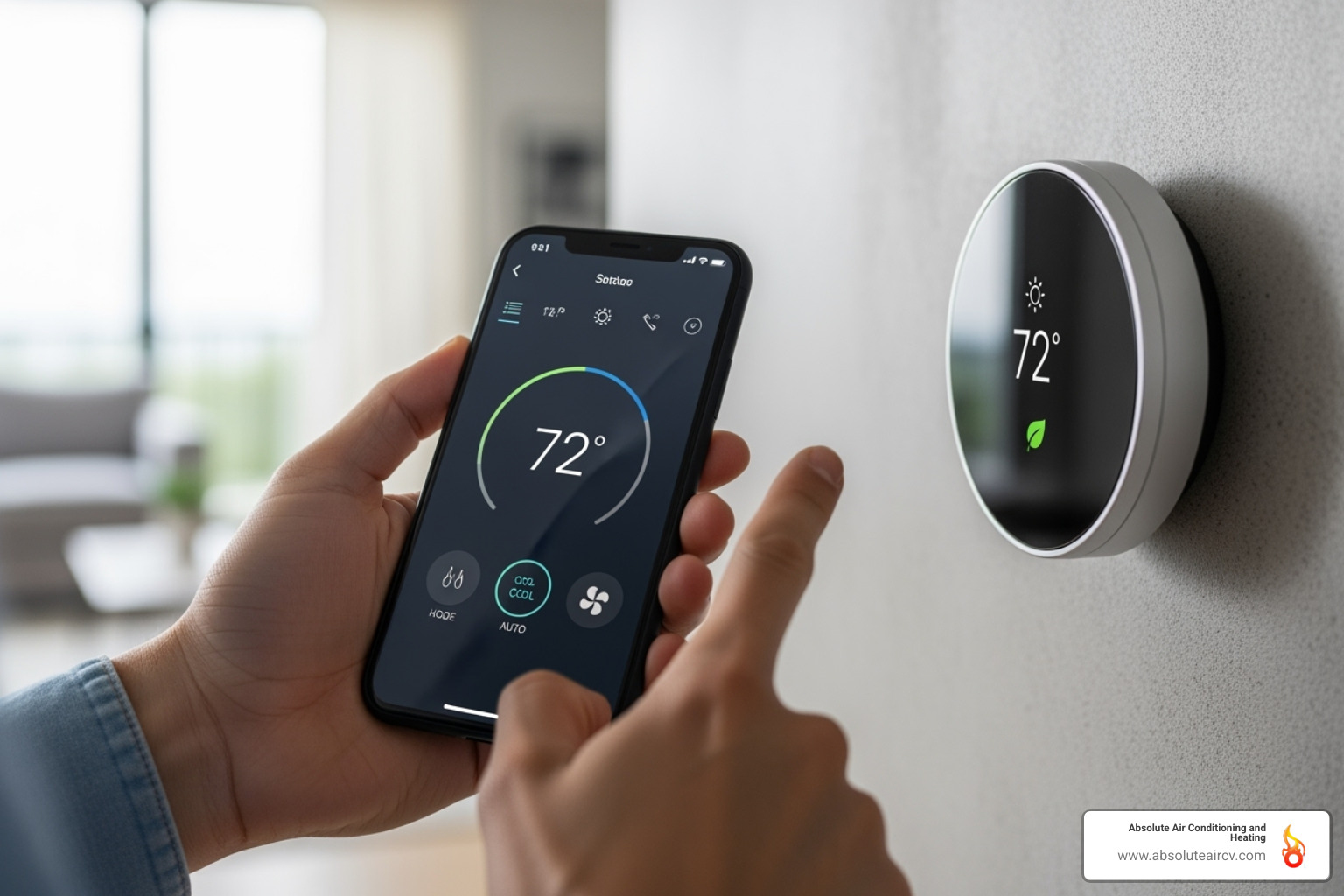 a homeowner adjusting a smart thermostat using their smartphone - HVAC system upgrades