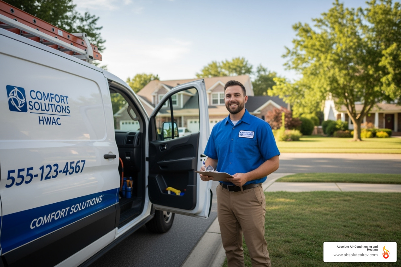 friendly HVAC technician's truck - emergency ac service palm springs