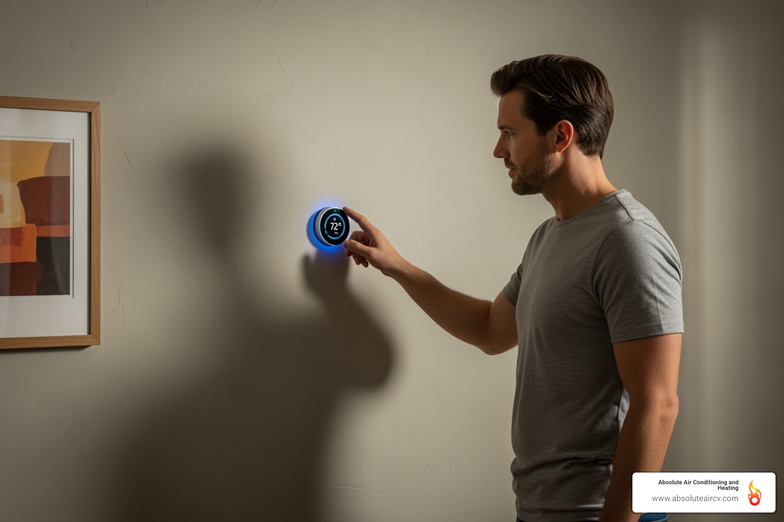 person checking thermostat - emergency ac service palm springs