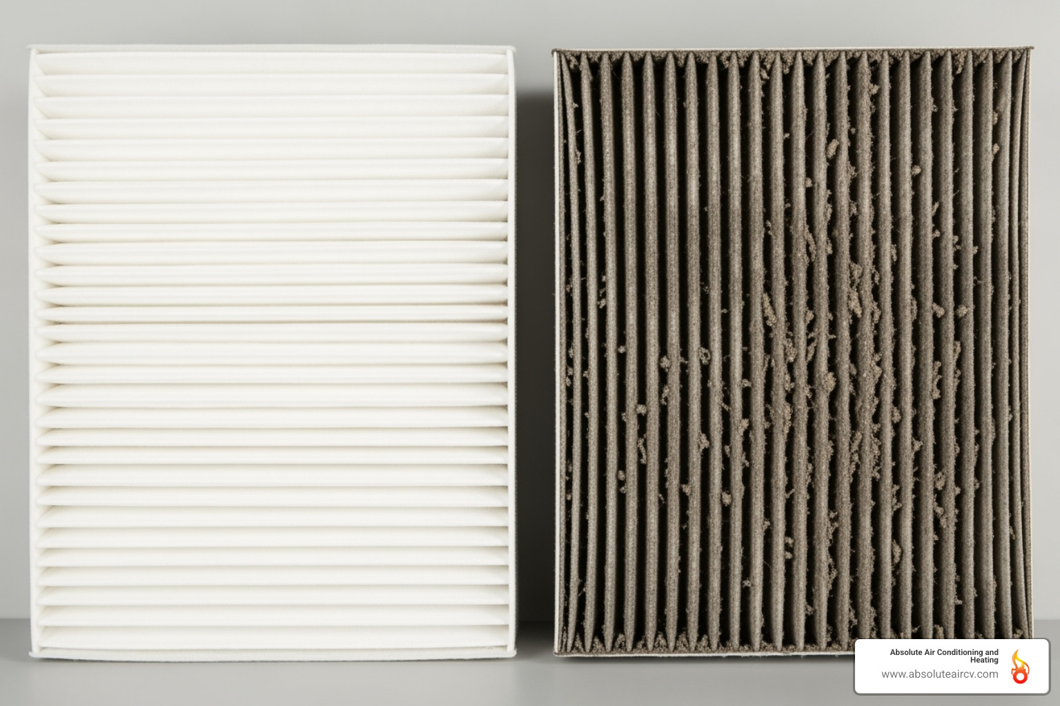 comparing a clean and a dirty furnace filter - Heating system troubleshooting