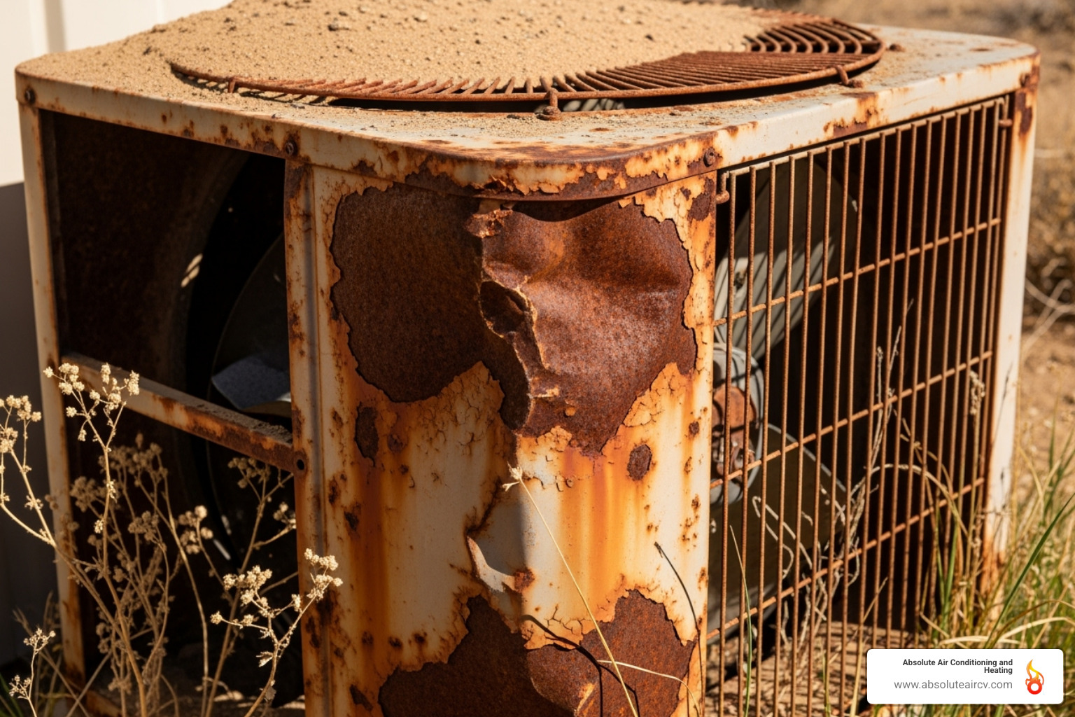 an old, worn-out outdoor AC unit - ac replacement palm springs
