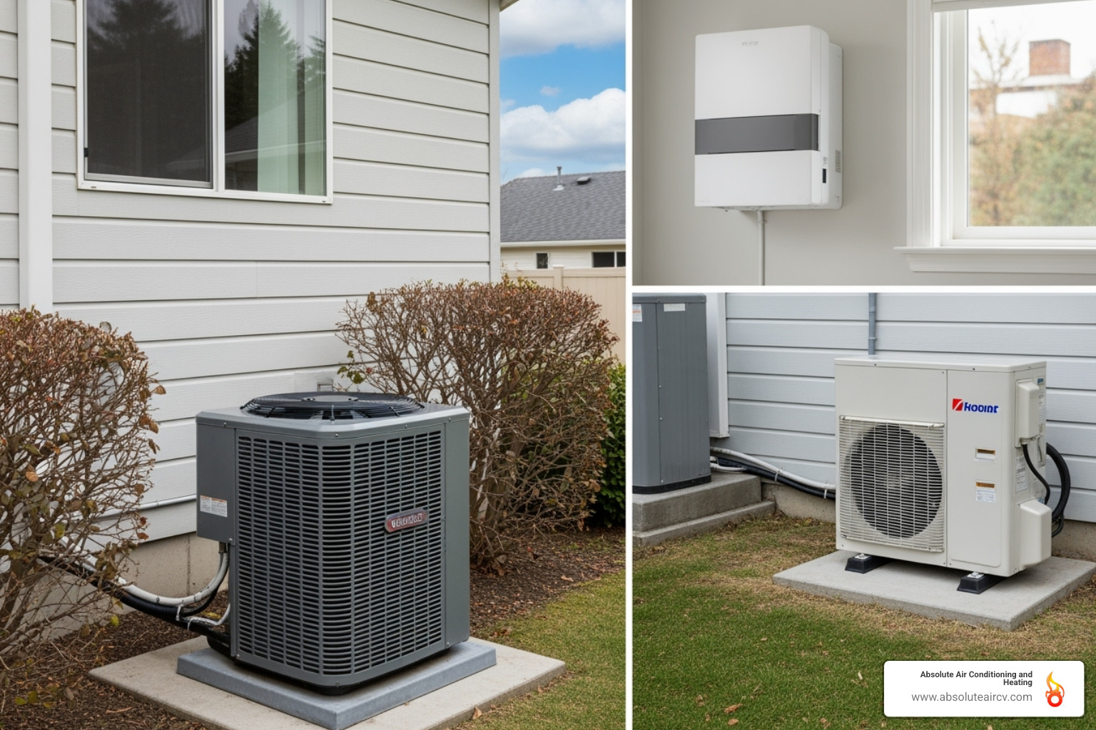 different AC system types (central, ductless, heat pump) - ac replacement palm springs