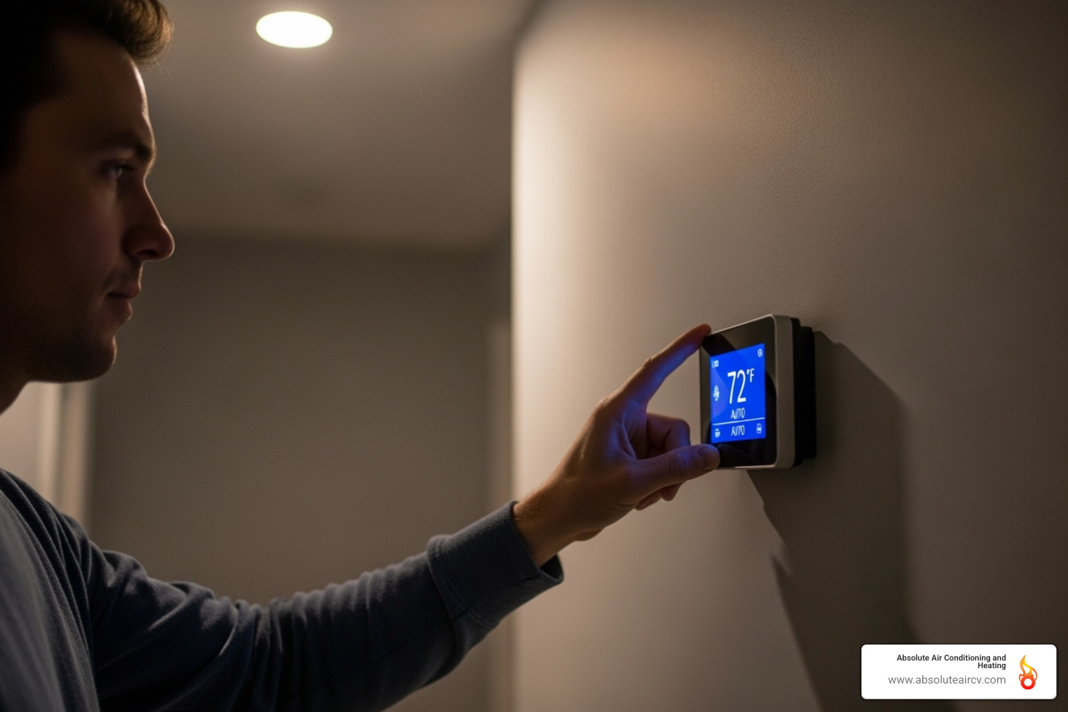 person checking a thermostat - Home heating problems