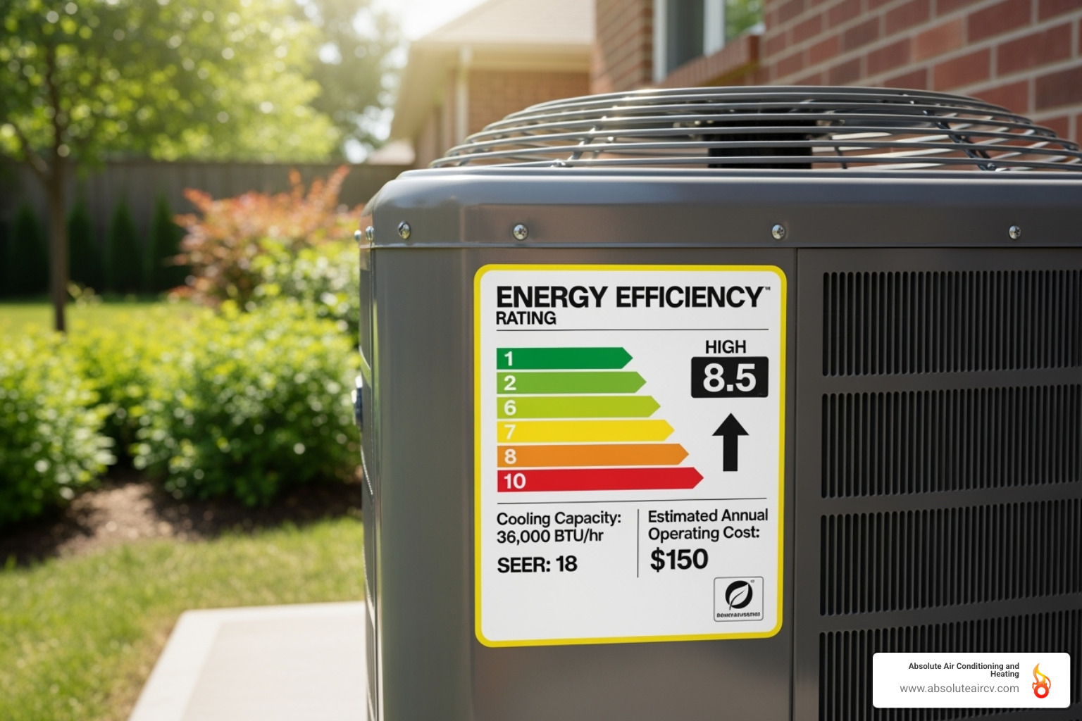 Energy efficiency rating sticker on an HVAC unit - HVAC service contract