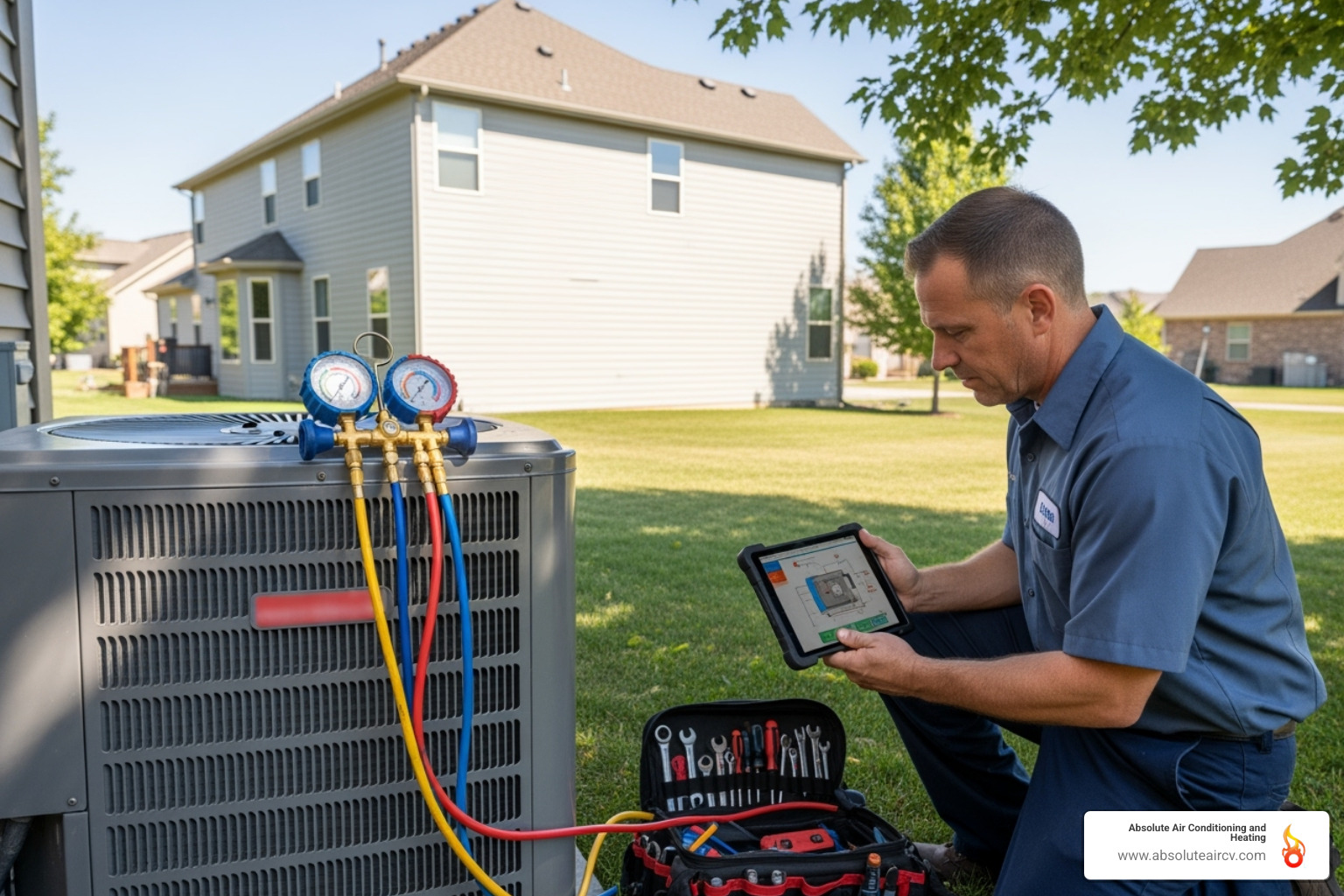 HVAC technician performing diagnostic - 24 hour hvac repair palm desert