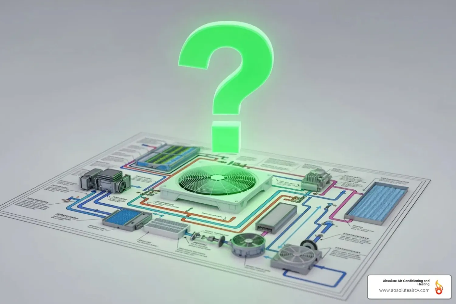 Question mark over a diagram of an AC system - ac tune up palm springs