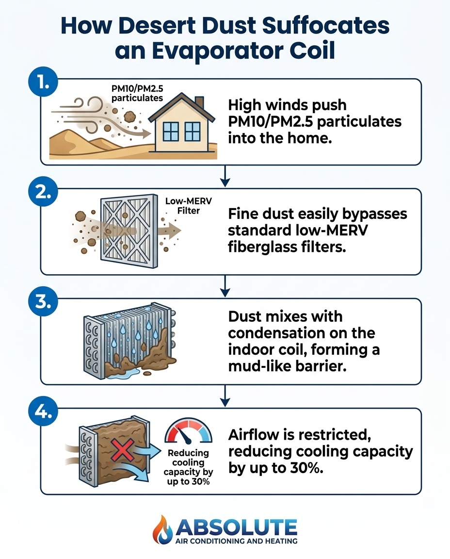 How Desert Dust Suffocates an Evaporator Coil