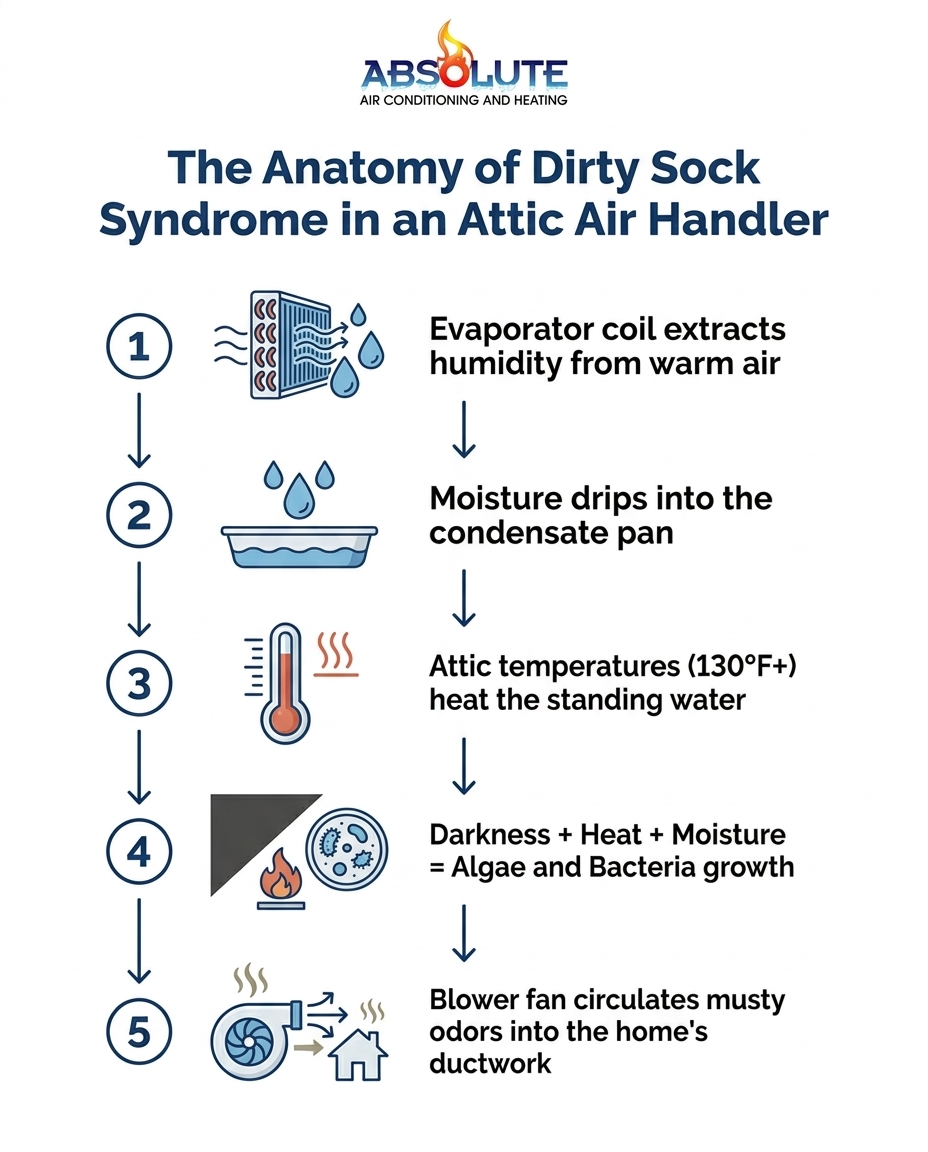 The Anatomy of Dirty Sock Syndrome in an Attic Air Handler