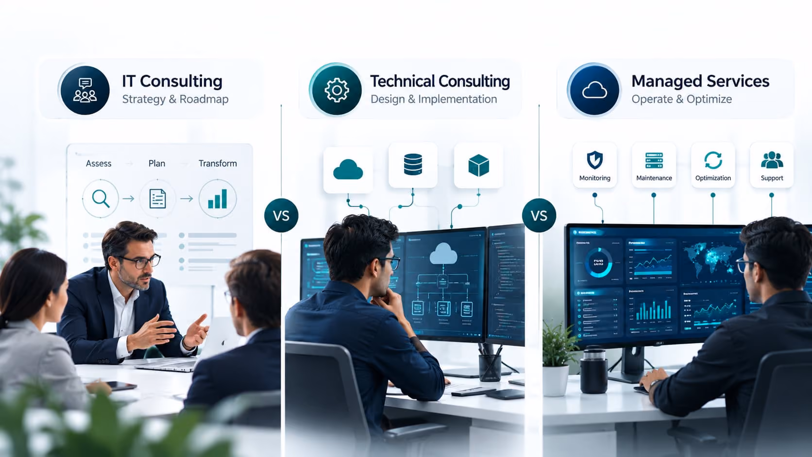 IT Consulting vs Technical Consulting vs Managed Services: What Each Model Delivers (and Where OptimEdge Fits)