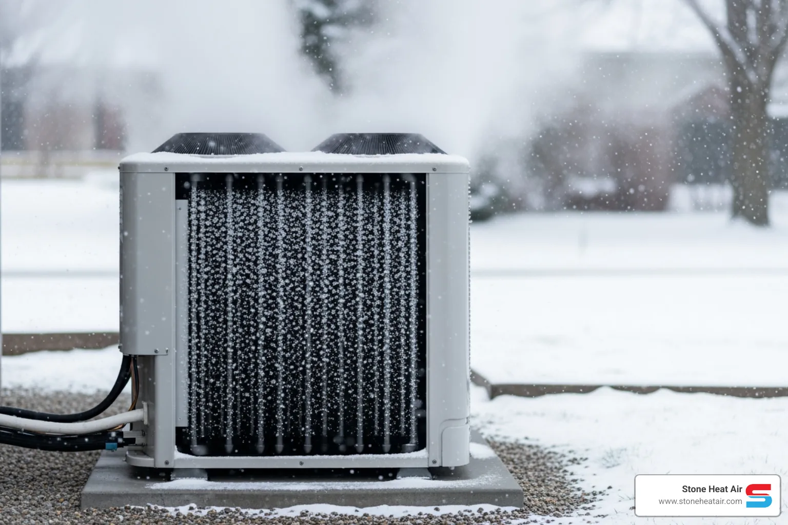 outdoor heat pump unit with steam rising - heat pump blowing cold air in klamath falls or