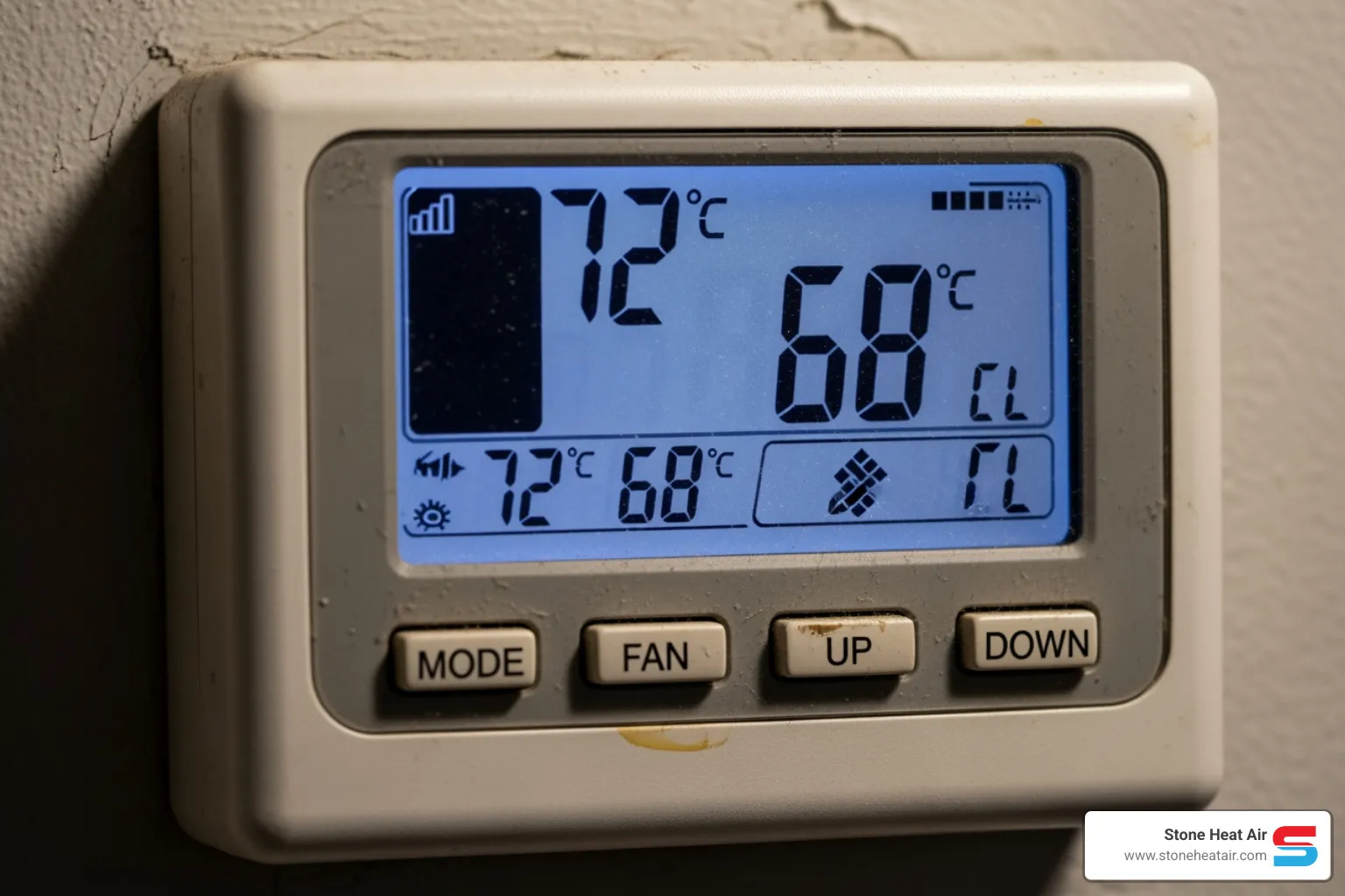 faulty old thermostat flickering screen - best thermostat company in grants pass or