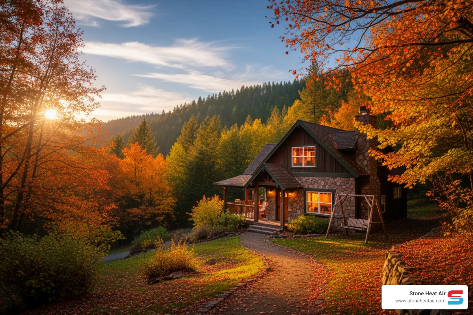 house with fall foliage in the Rogue Valley - heating company near me in central point or