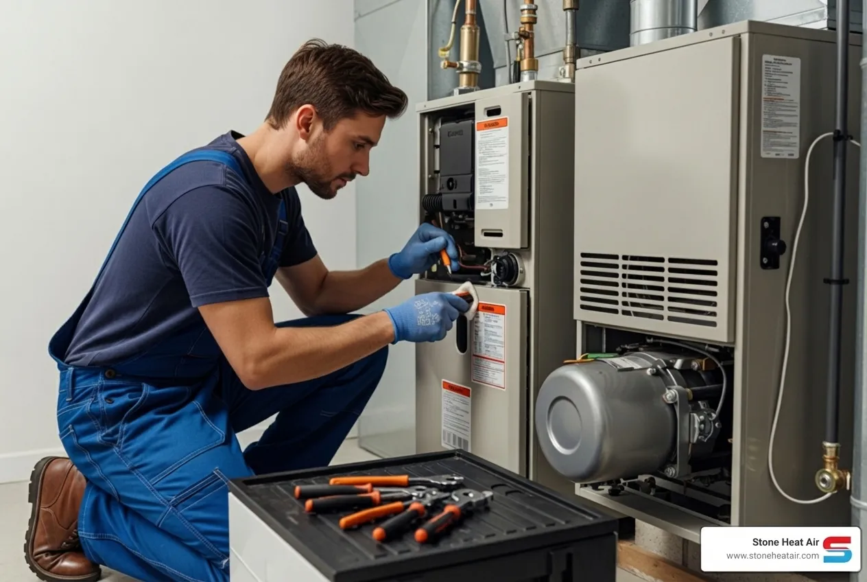 Infographic showing the maintenance cycle - gas furnace maintenance in central point, or