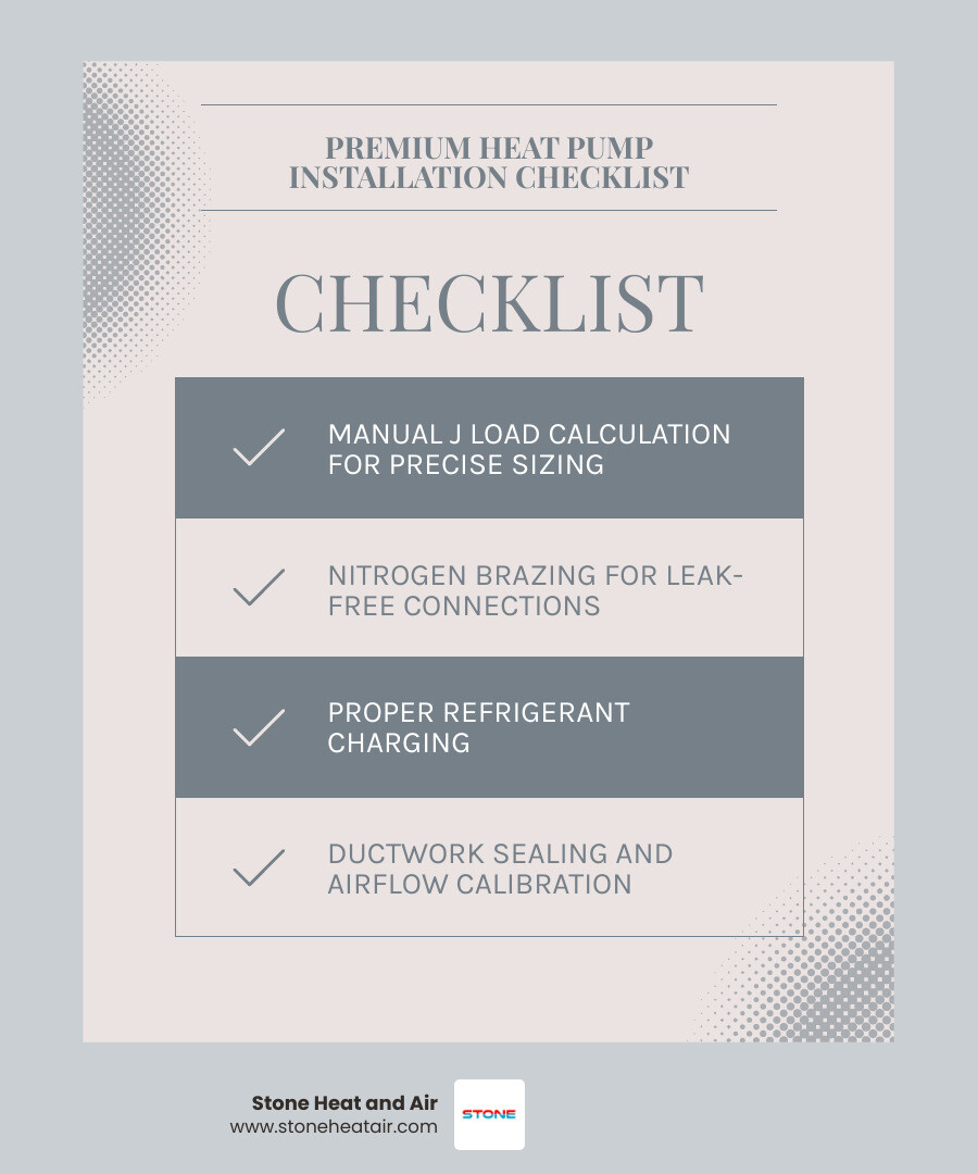 Infographic showing top premium heat pump providers in Applegate OR with key selection criteria infographic