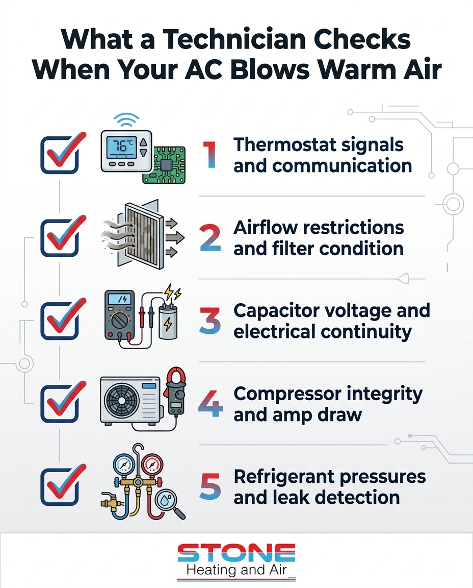 What a Technician Checks When Your AC Blows Warm Air