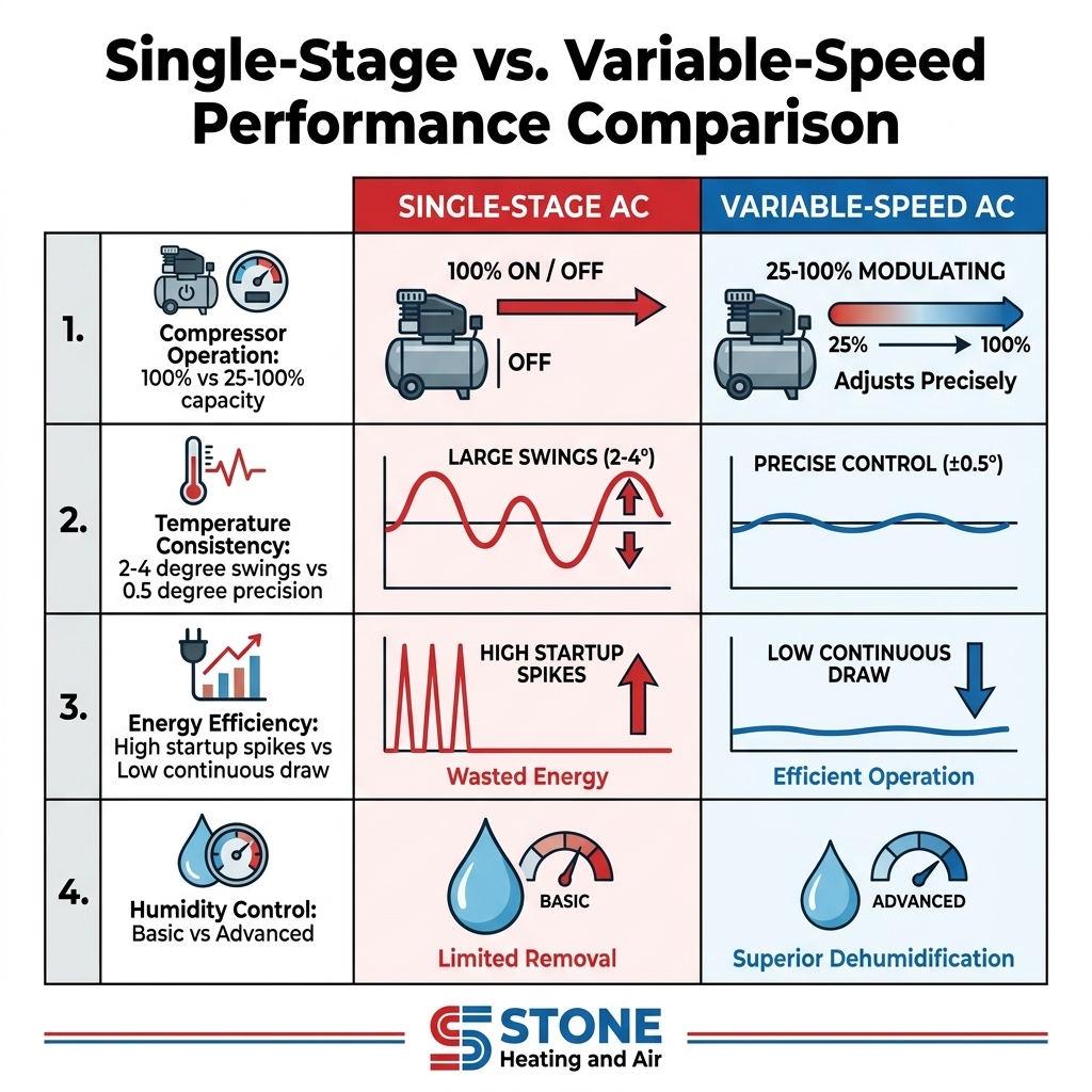 Single-Stage vs. Variable-Speed Performance Comparison