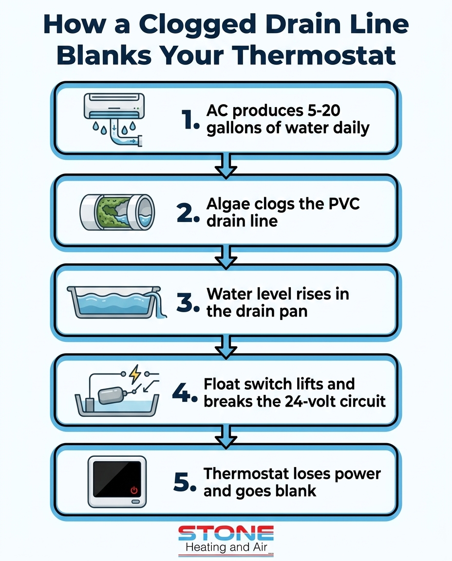 How a Clogged Drain Line Blanks Your Thermostat