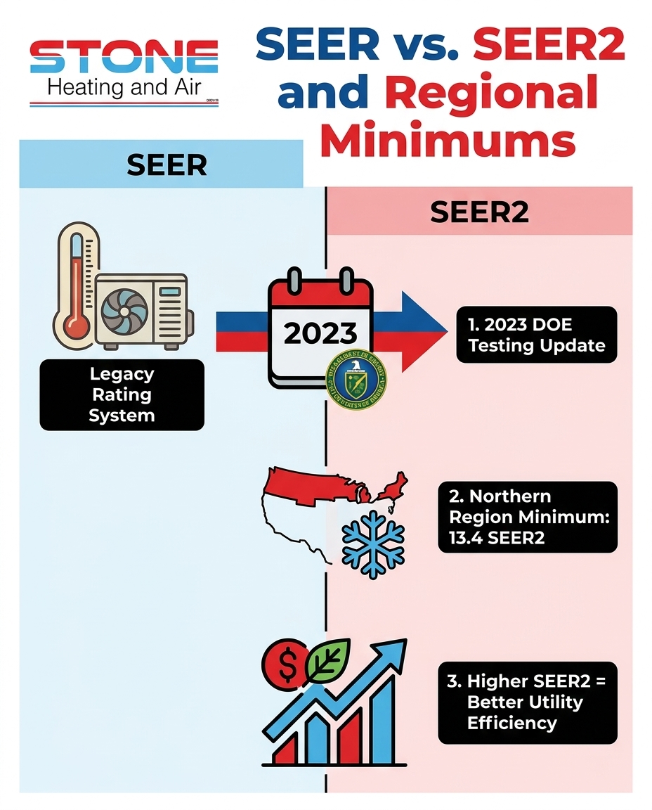 SEER vs. SEER2 and Regional Minimums