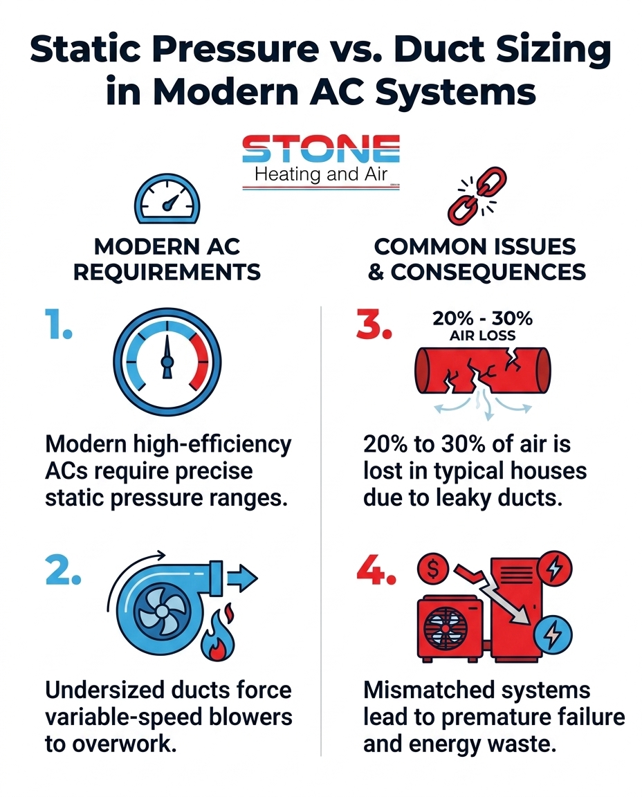 Static Pressure vs. Duct Sizing in Modern AC Systems