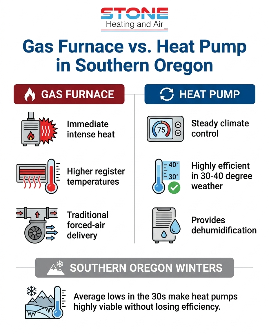 Gas Furnace vs. Heat Pump in Southern Oregon
