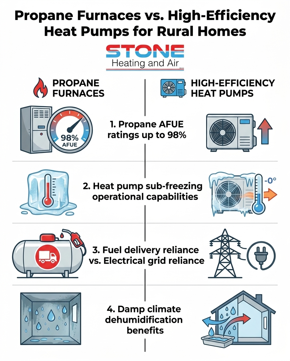 Propane Furnaces vs. High-Efficiency Heat Pumps for Rural Homes
