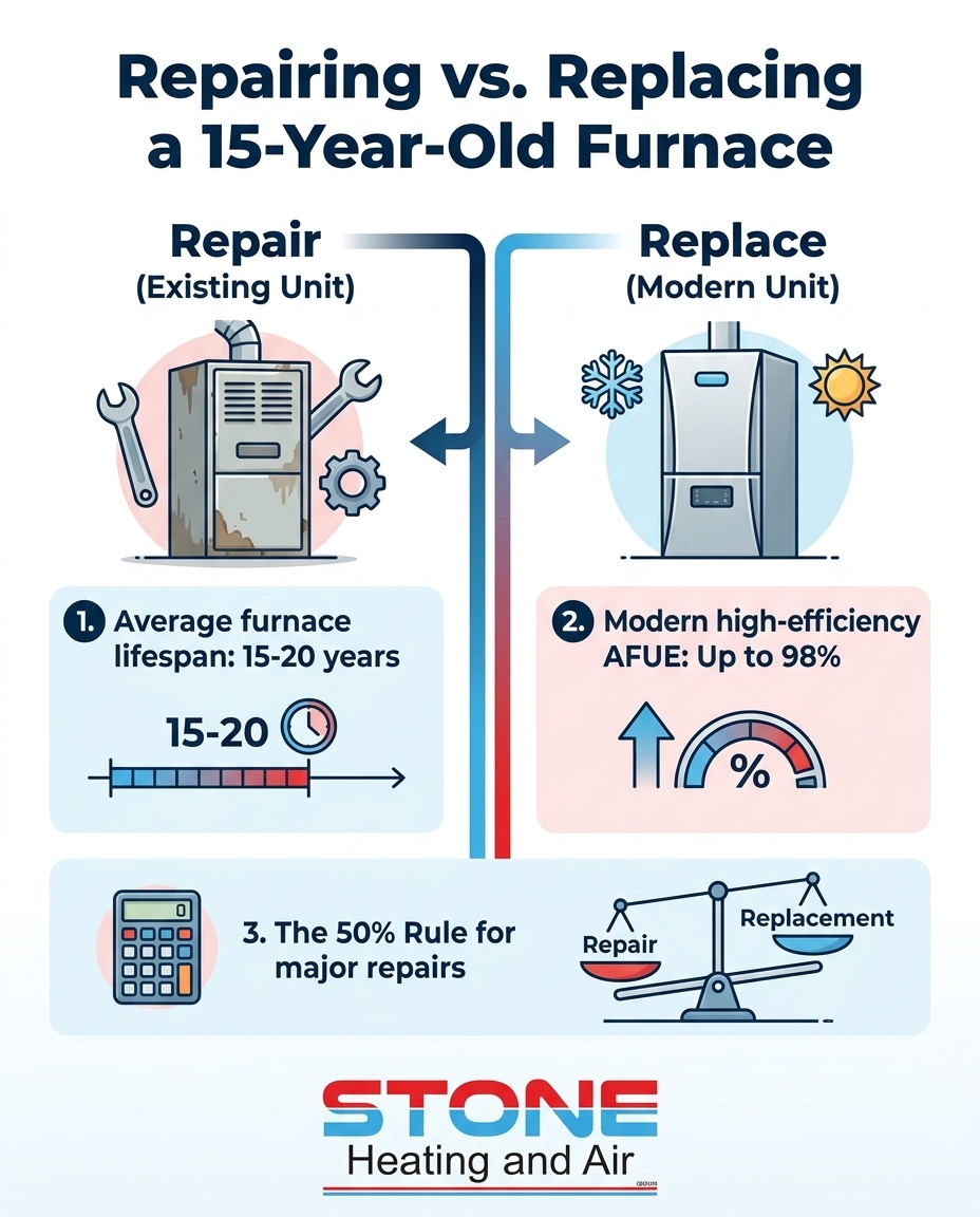 Repairing vs. Replacing a 15-Year-Old Furnace