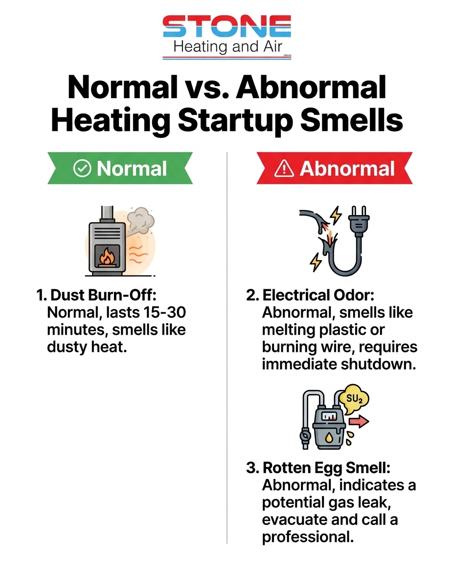 Normal vs. Abnormal Heating Startup Smells