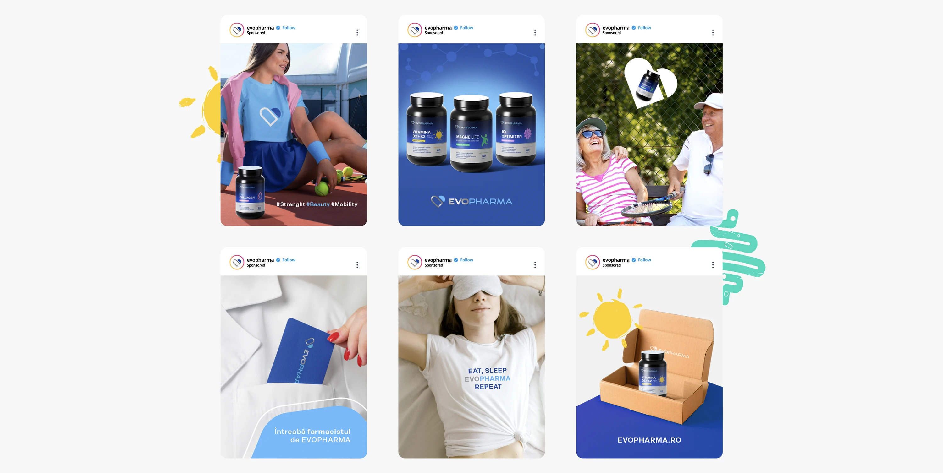 EvoPharma Supplements Branding & Packaging design social media
