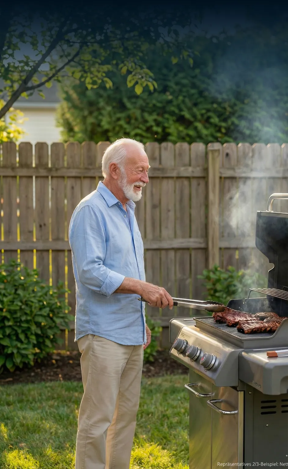 Opa Rolf mit seinem neuen Grill