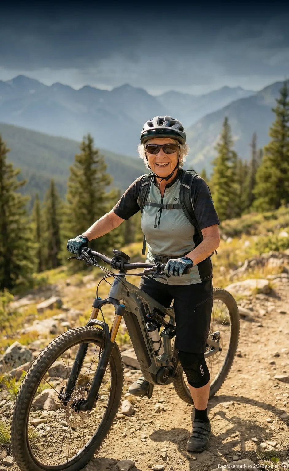 Oma Sabine fährt mit ihrem neuen Ebike finanziert von dem Sparkasse Düren Privatkredit