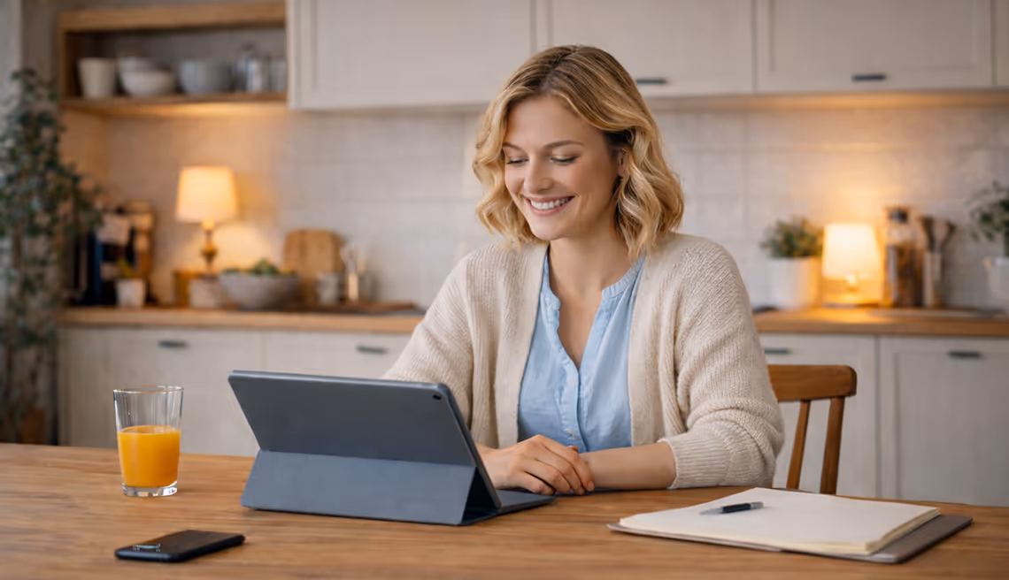 Eine Frau vor einem iPad
