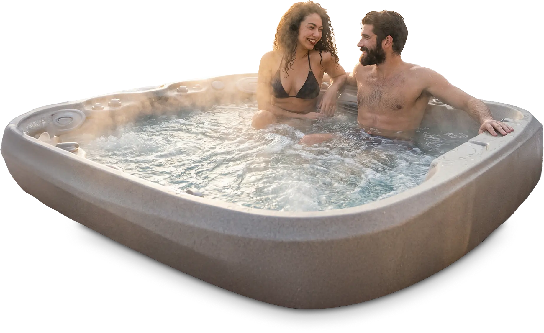 Paar sitzt im Whirlpool, finanziert mit dem Privatkredit der Sparkasse Düren