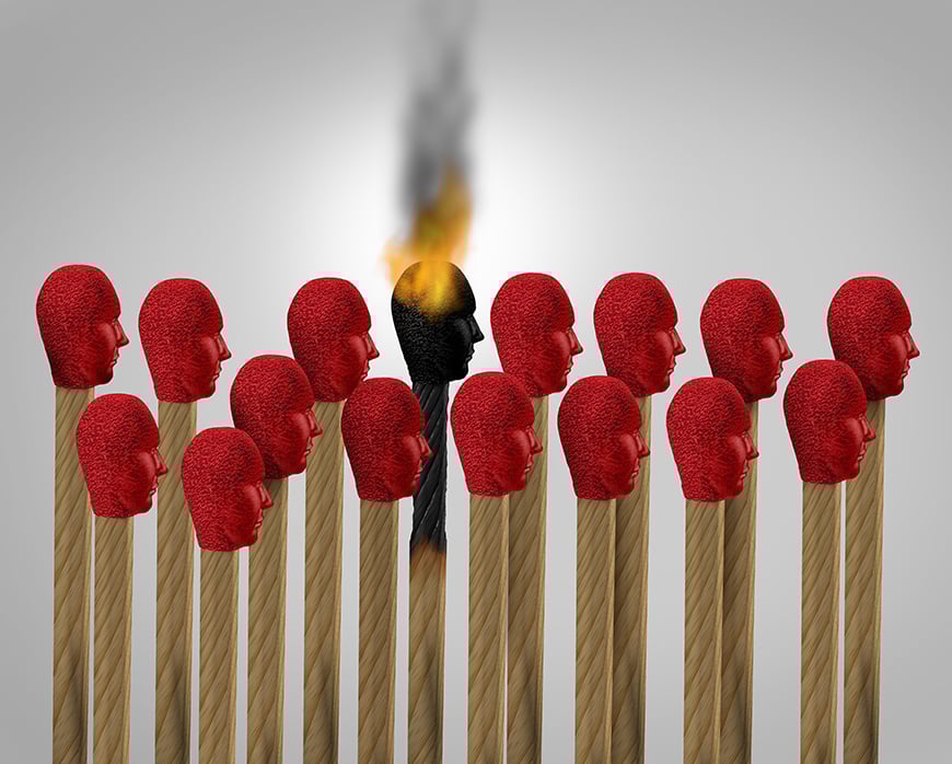 matches showing the concept of burnout