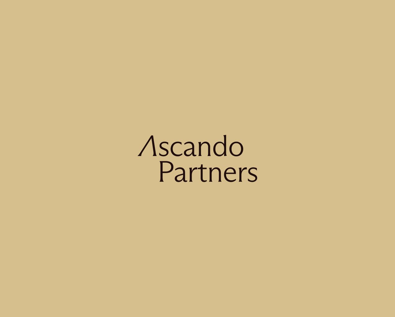 Logo with the text 'Ascando Partners' in dark brown on a beige background.